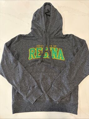 Regina University Classic Charcoal Gray Crewneck Hoodie with Regina Lettering XS